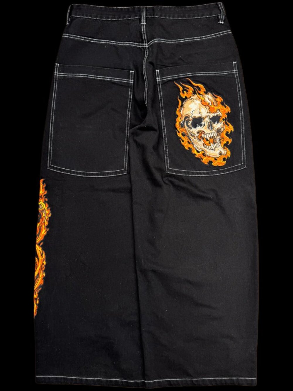 Limited Edition Bombshell x GLOE Black Flaming Skull Denim Jeans - Size XS